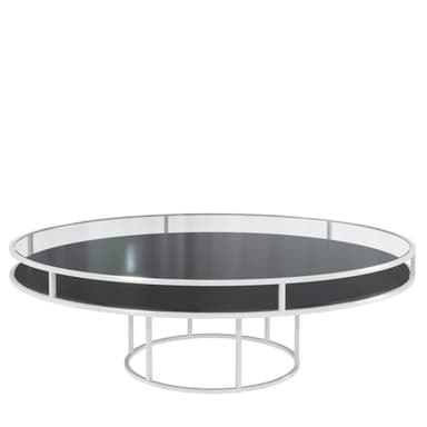 CORNELL KIDS white and black round table with glasstop