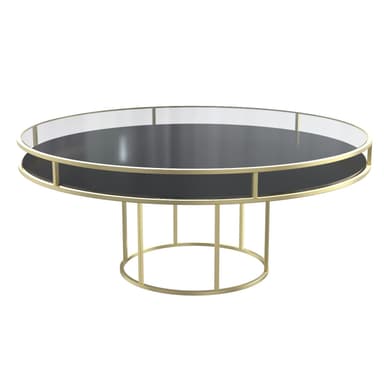 CORNELL gold and black round table with glasstop