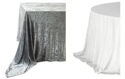 Round and rectangular tablecloths rental in Dubai — elegant matte fabrics, full stock for events up to 2000 guests.