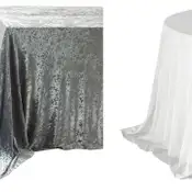 Round and rectangular tablecloths rental in Dubai — elegant matte fabrics, full stock for events up to 2000 guests.
