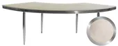 1 section silver GABLE serpentine table with BEIGE VELVET top #103