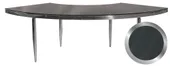 1 section silver GABLE serpentine table with black GLASS top