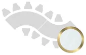 2-section WAVE-SHAPED table set in GOLD with white GLASS top