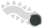 2-section WAVE-SHAPED table set in SILVER with black GLASS top