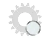 Donut table for 16 guests in SILVER with white GLASS top