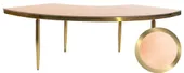Gold serpentine table with a soft velvet tabletop and elegant slim legs.