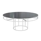 White round CORNELL table with mdf black top