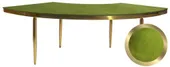 1 section gold GABLE serpentine table with GRASS GREEN VELVET top #115