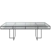 Black rectangular CORNELL table with white plastic shelf and clear glass top 