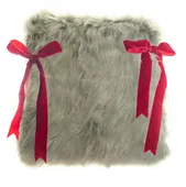FUR ROHO cushion with red ribbon in green #824
