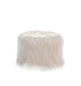 Round NORMAN FUR pouf – small, white fur #823