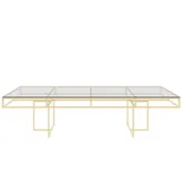 Gold rectangular CORNELL KIDS table with clear glasstop
