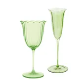 Green MUSSET glass, set of 2 with flute glass