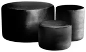 Set of 3 round NORMAN pouf, black #112