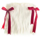 FUR ROHO cushion with red ribbon in white #823