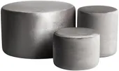 Set of 3 round NORMAN pouf, ash-grey #344