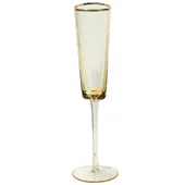Amber EVANS flute glass with gold rim