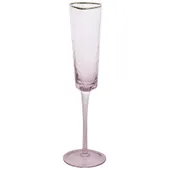 Pink EVANS flute glass with gold rim