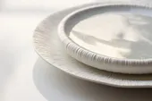 Set of 2 MOFFO frosted white plates — elegant fine dining ceramic for rent in Dubai.