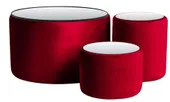 NORMAN TABLES, set of 3 round poufs with mirrored tops, cherry color #342