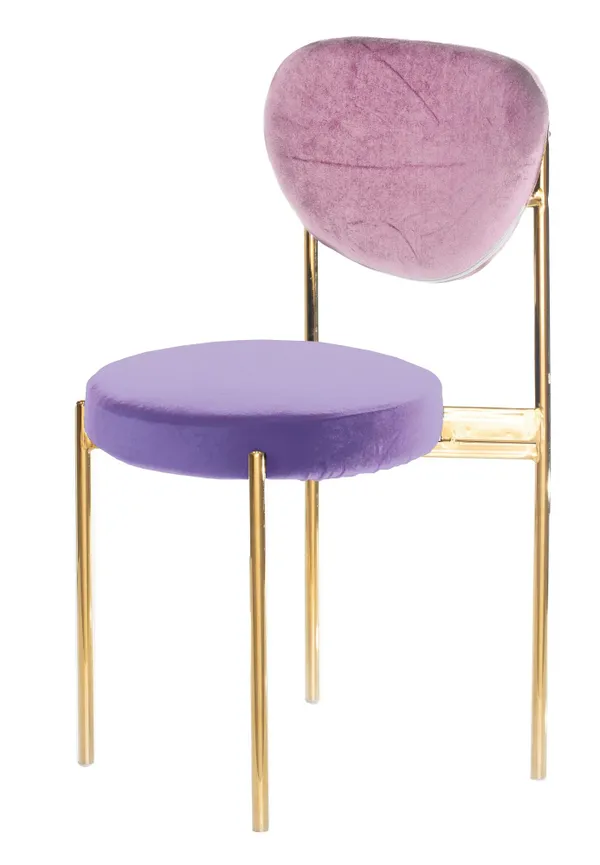 Gold mix TEMPO chair with ICE LAVENDER seat #337 and PINK back