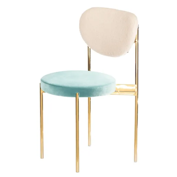 Gold mix TEMPO chair with ICE BLUE seat #921 and TEDDY back