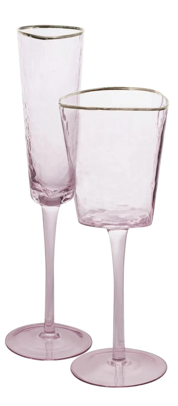 Pink EVANS glass with gold rim, set of 2