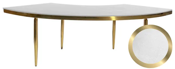 Gold serpentine table with a soft velvet tabletop and elegant slim legs.