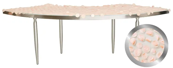 Silver serpentine table with a unique designer fantasy top.
