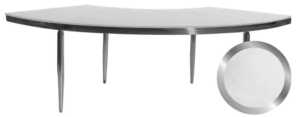 Silver serpentine table with a velvet tabletop in an elegant shade.