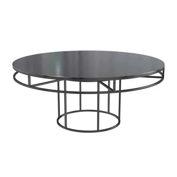 Black round CORNELL table with mdf black top