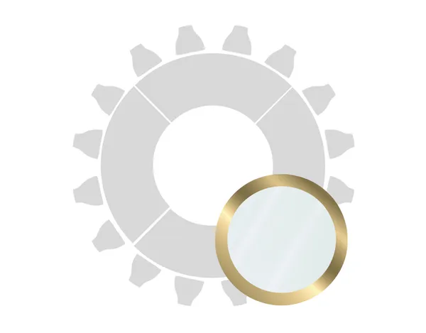 Gold-base event table with a smooth white tempered glass top and slim legs, styled for modern event setups.