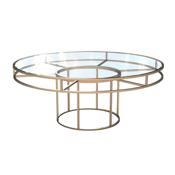 Gold round CORNELL table with clear glasstop