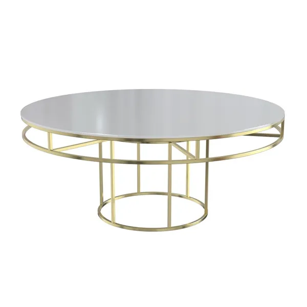 Gold round CORNELL table with mdf white top