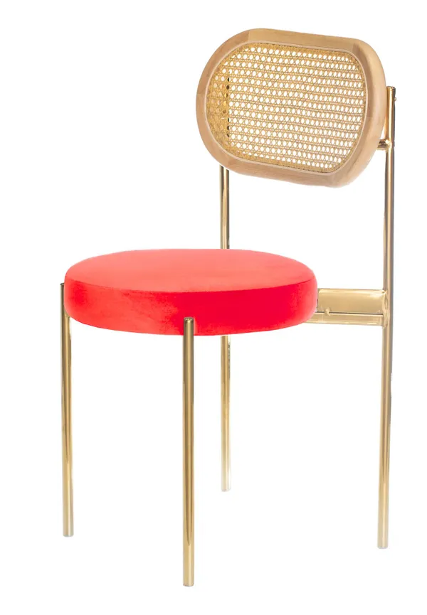 Mix RATTAN TEMPO gold chair with RED seat #323
