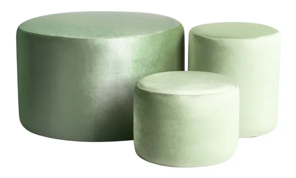 Set of 3 round NORMAN pouf, fern #334/901