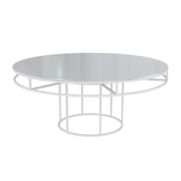 White round CORNELL table with mdf white top