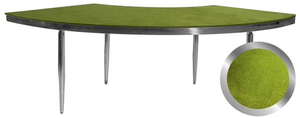 1 section silver GABLE serpentine table with GRASS GREEN VELVET top #115