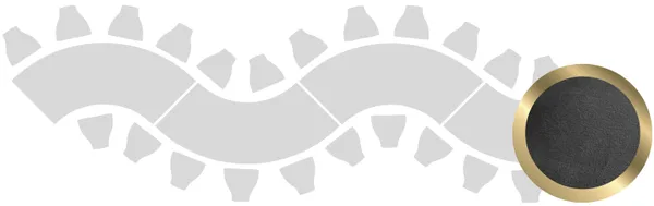 4-section WAVE-SHAPED table set in GOLD with BLACK VELVET top #112