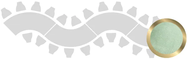 4-section WAVE-SHAPED table set in GOLD with FERN VELVET top #108