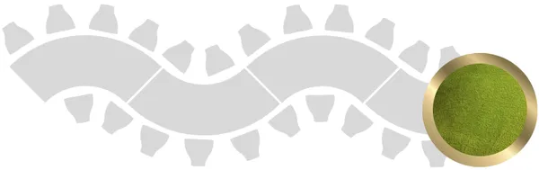 4-section WAVE-SHAPED table set in GOLD with GRASS GREEN VELVET top #115