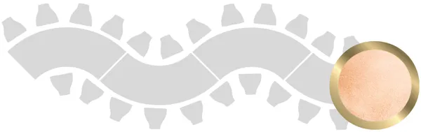 4-section WAVE-SHAPED table set in GOLD with PEACH VELVET top #109