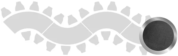 4-section WAVE-SHAPED table set in SILVER with BLACK VELVET top #112