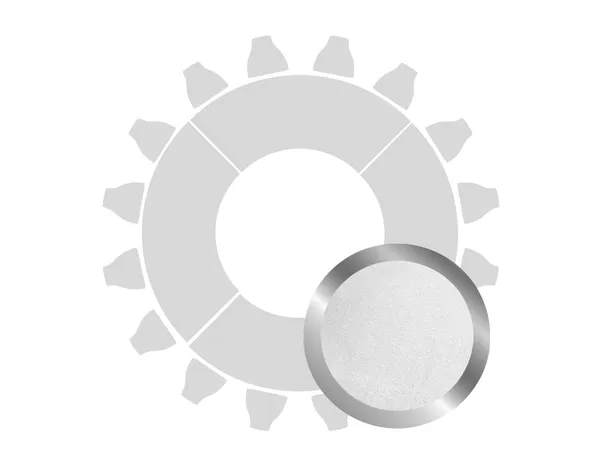 Donut table for 16 guests in SILVER with WHITE VELVET top #101