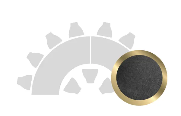 HALFMOON-SHAPED table set in GOLD with BLACK VELVET top #112