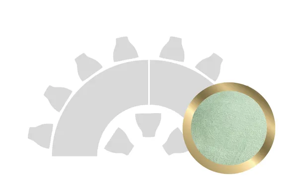 HALFMOON-SHAPED table set in GOLD with FERN VELVET top #108