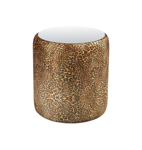 Medium NORMAN TABLE with mirrored top, leopard print #343