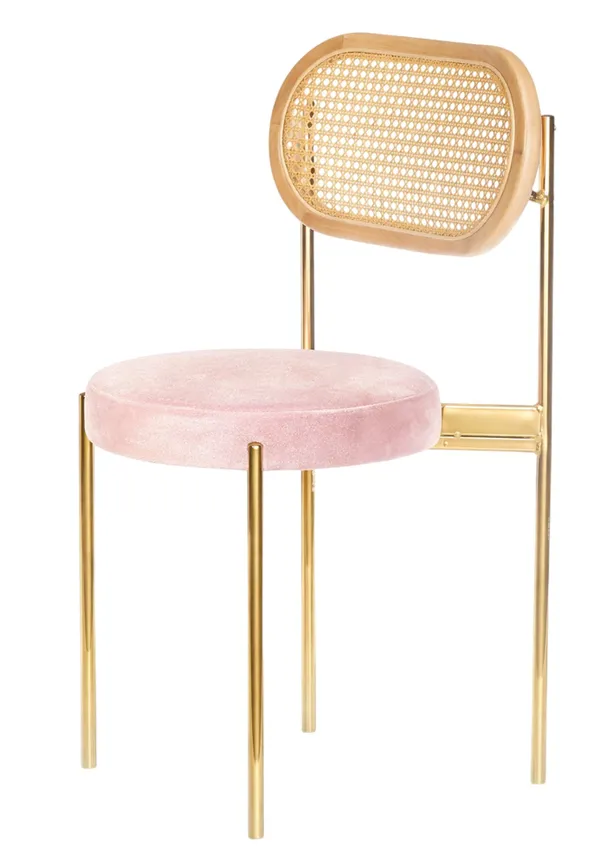 Mix RATTAN TEMPO gold chair with ICE PINK seat #303