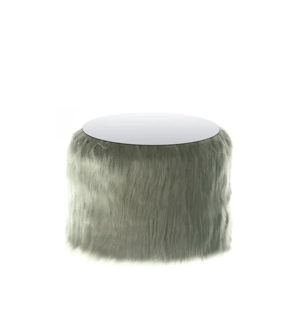 NORMAN FUR TABLE small with mirrored top, green fur #824