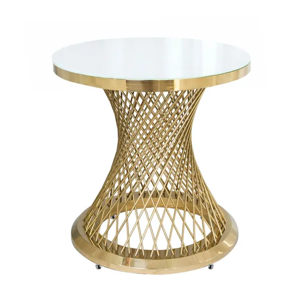Gold cake table HEROLD with white glass tabletop